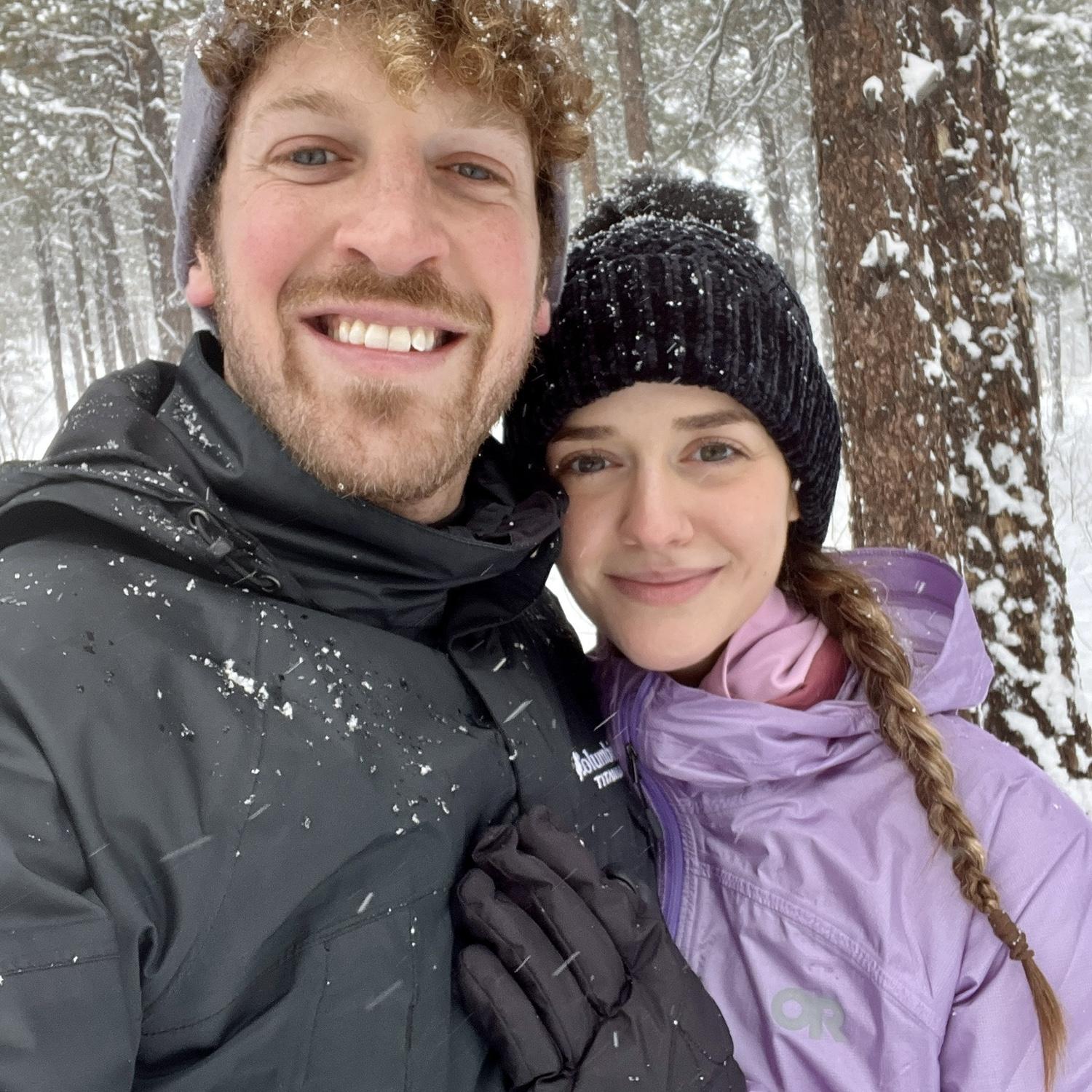 Snow tubing during a surprise blizzard in Flagstaff, Arizona.