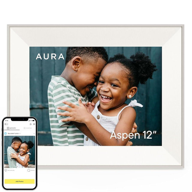 Aura Aspen 12" Digital Photo Frame - Clay with Paper Mat