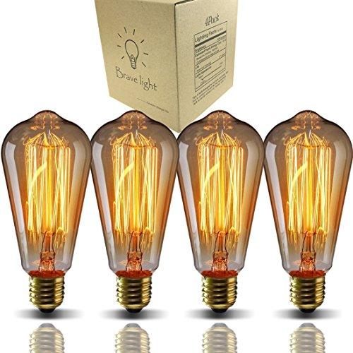Vintage Light Bulbs,Bravelight Filament Light Bulbs,Edison Bulbs ST64 E26 40W Dimmable,Squirrel Cage Filament Edison Lihgt Bulb for Restaurant Home Office Light Fixtures Decorative