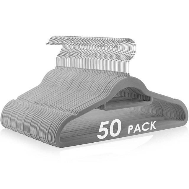 DUDUCOFU Velvet Hangers Non Slip Felt Hangers, 50 Pack Grey Velvet Hangers Clothes Hangers Space Saving Slim Hangers with 360 Degree Swivel Hook for Suits Coats, Jackets, Pants, and Dress Clothes