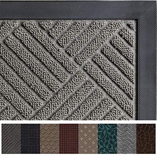 Gorilla Grip Original Durable Rubber Door Mat, 47x35, Heavy Duty Doormat for Indoor Outdoor, Waterproof, Easy Clean, Low-Profile Rug Mats for Entry, Patio, High Traffic Areas, Gray Diamond