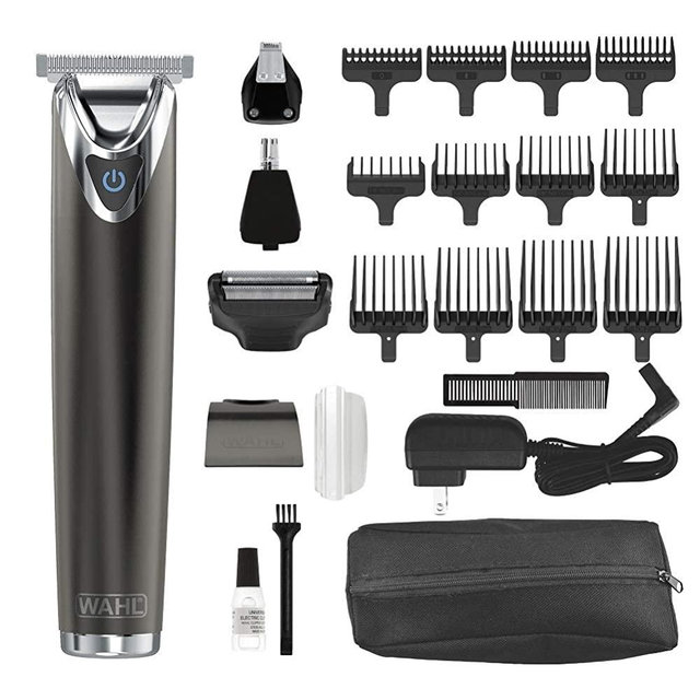Wahl Stainless Steel Lithium Ion 2.0+ Slate Beard Trimmer for Men - Electric Shaver, Nose Ear Trimmer, Rechargeable All in One Men's Grooming Kit - Model 9864
