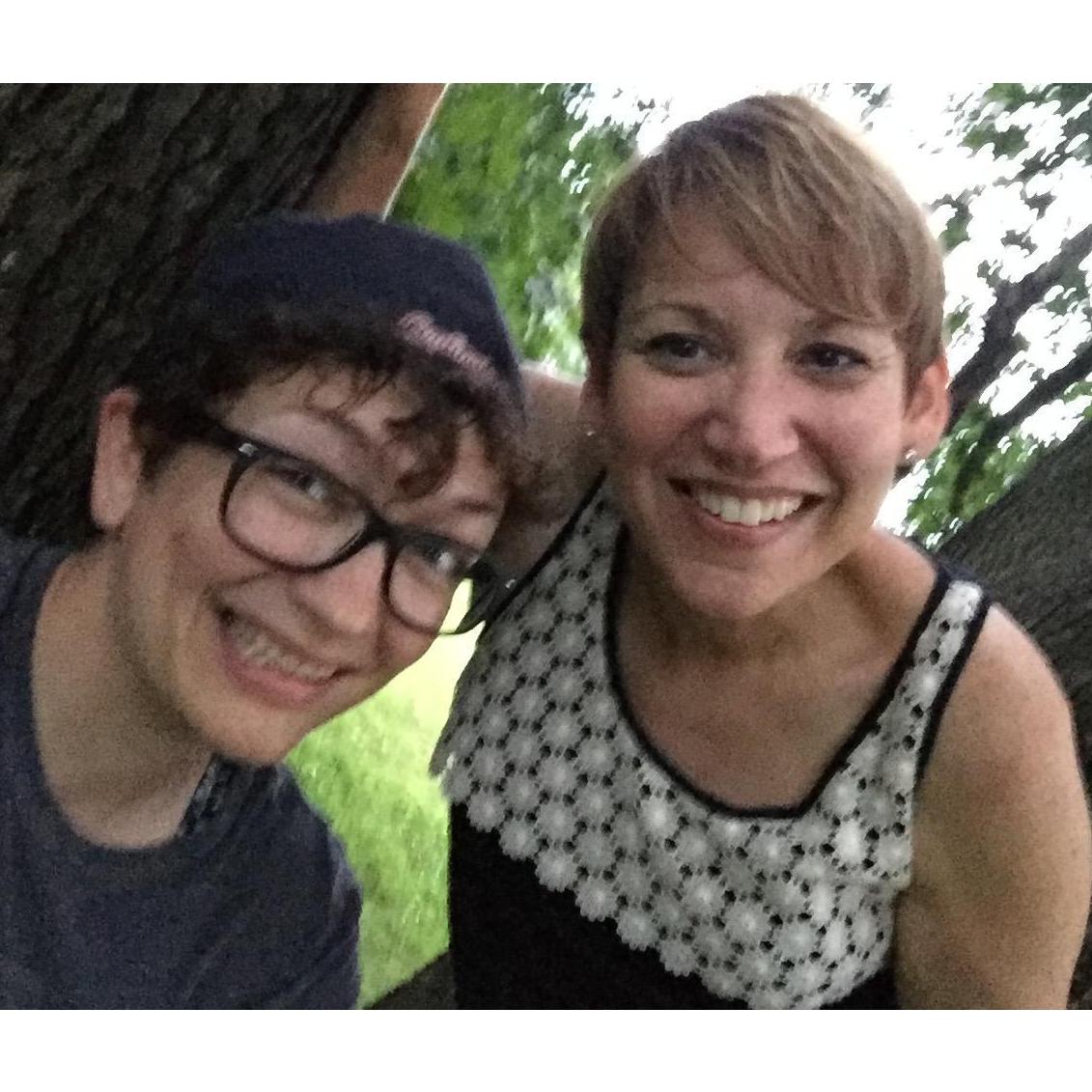 We climbed a tree and took a selfie, in a south city park in 2016.