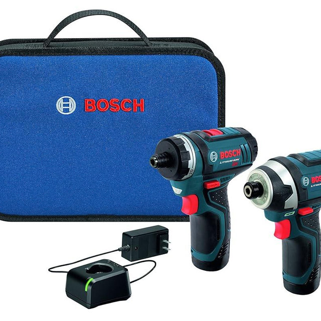BOSCH 12V Max Cordless 2-Tool Combo Kit with Two-Speed Pocket Driver, Impact Driver and (2) 2 Ah Batteries (CLPK27-120)