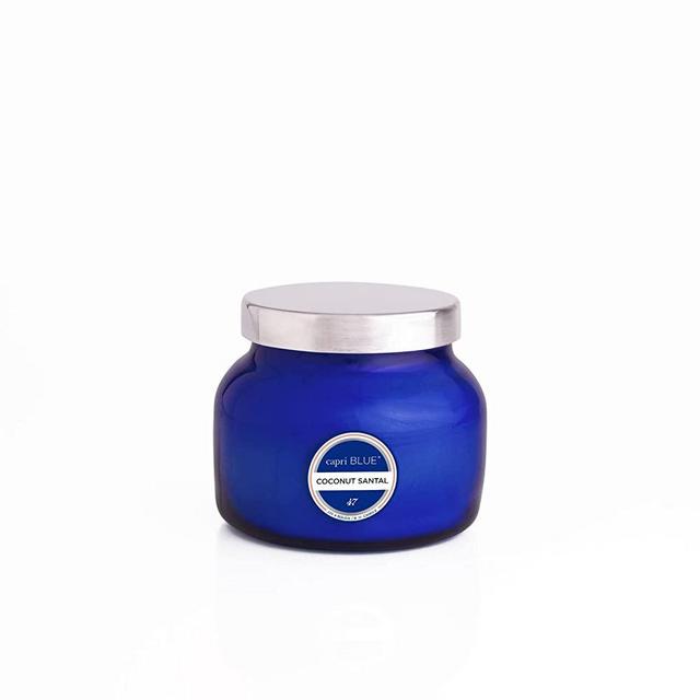 Capri Blue Coconut Santal Scented Candle - Blue Petite Jar Candle - Luxury Aromatherapy Candle (8 Oz)
