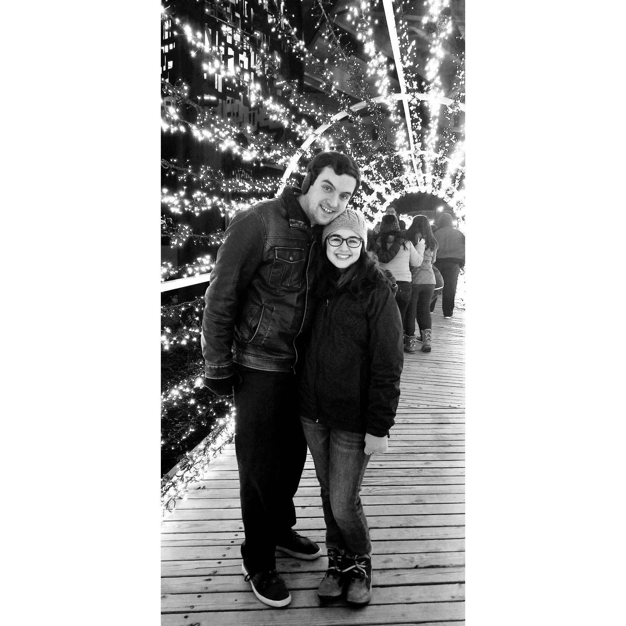 The tunnel of lights at the Indianapolis Zoo. This was our first New Year's together!