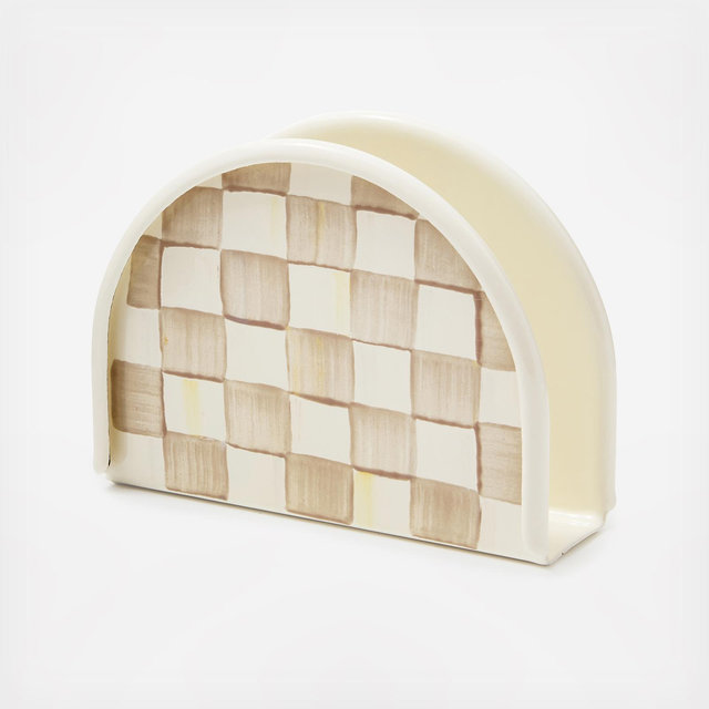 MacKenzie-Childs, Mocha Check Steel Napkin Holder | Zola