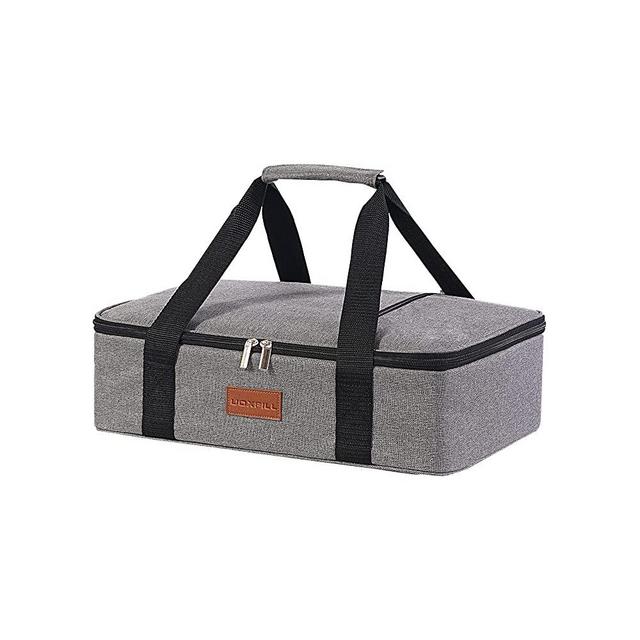 Lunch Bag Insulated Thermal Food Carrier Insulated Casserole Carrier for Hot or Cold Food,Insulated Tote Bag for Potluck Cookouts Parties Picnic, Lasagna Lugger,Fits 9"x13" Baking Pan,Gray