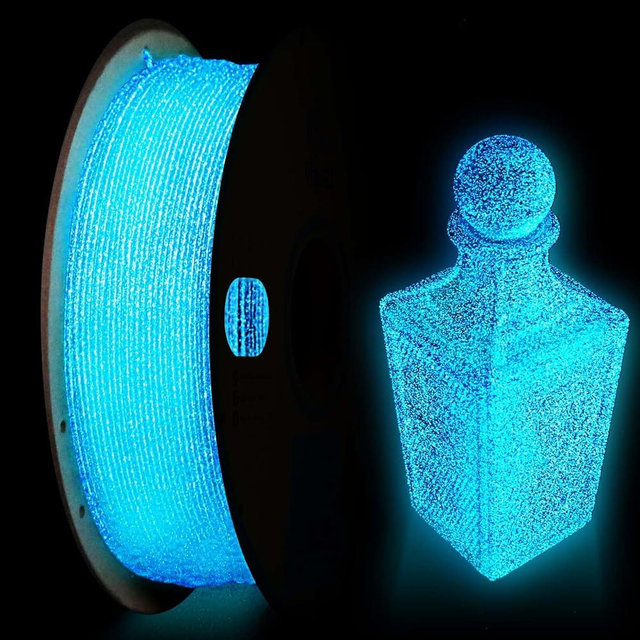 YOUSU 3D Printer Filament, Glow in The Dark PLA Filament 1.75mm, Black Filament with Glow in The Dark Blue Starry Sky 1kg(2.2lbs)