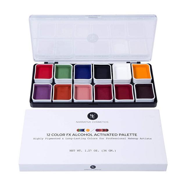 Narrative Cosmetics FX Alcohol-Activated 12 Colors Makeup Palette, Highly Pigmented Professional Makeup for the Stage, Film, Costumes, Cosplay, SFX, Performance Arts