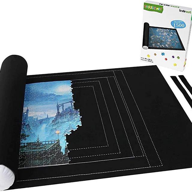 Lavievert Jigsaw Puzzle Storage Roll Mat with Unique Auxiliary Line Design for Up to 1,500 Pieces Puzzle, Puzzle Saver for Adults & Kids, Environmental Friendly Material