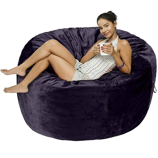Amazon Basics Memory Foam Filled Bean Bag Chair with Microfiber Cover - 5', Blue
