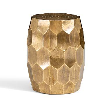Metal Foil Accent Stool, Brass