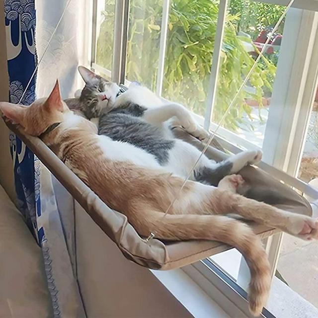 CLKHOWL Cat Window Perch Hammock Seat - Large Cat Hammocks Bed for Indoor Cats Resting Seat Safety, Heavy Duty Suction Cups Breathable Washable Mesh Durable Frame