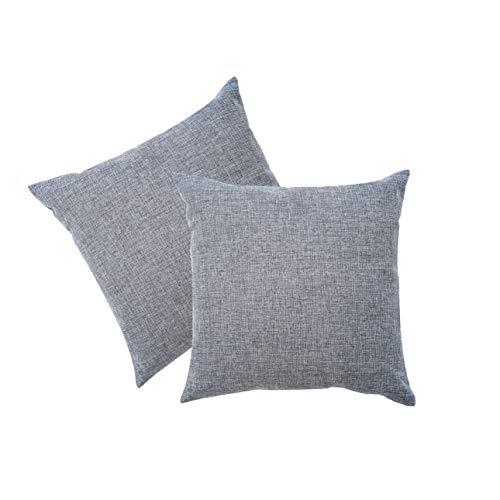 Nexlevl Premium Linen Decorative Farmhouse Throw Pillow Covers 18x18 Inch For Sofa Car Bed Chair and Couch Pillows Insert Cushion Cases Shams for Indoor Outdoor Home Decor, Set of 2 Grey, 18 x 18 Inch