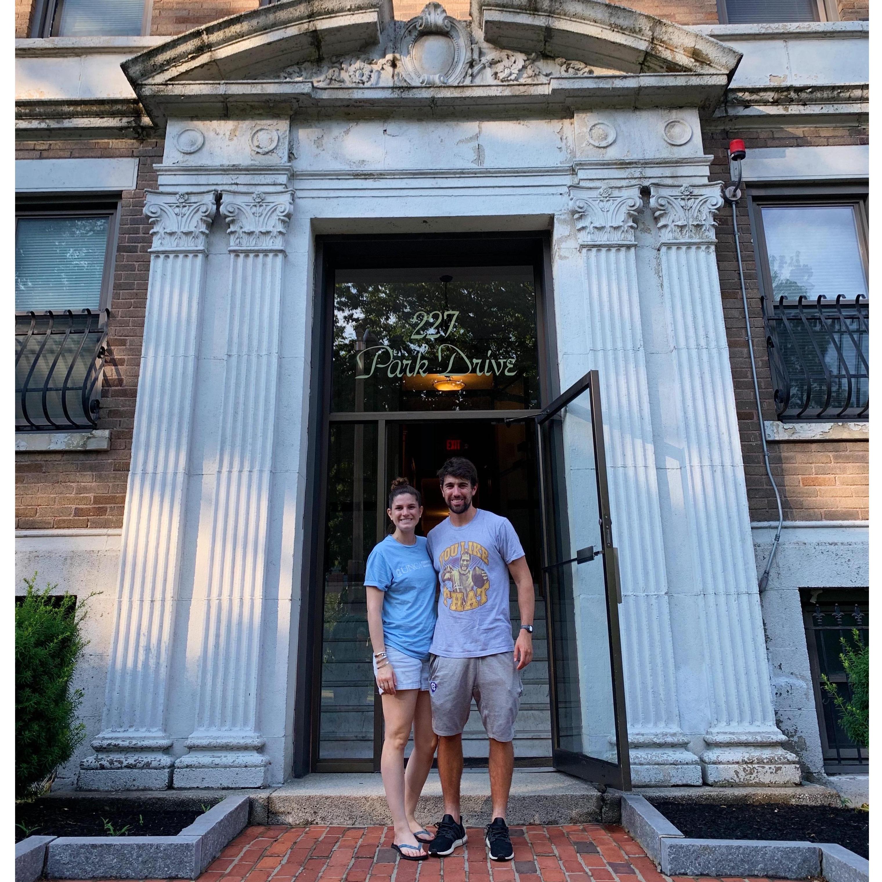 Move out day at our first apartment together in Boston (2019)