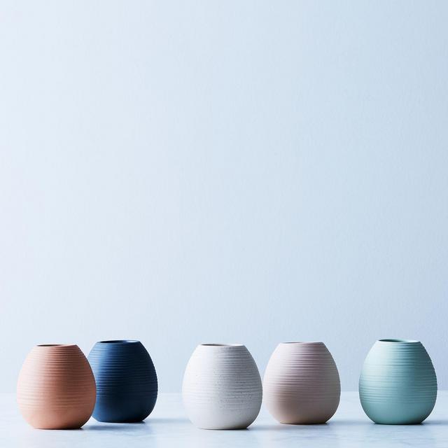 Matte Ceramic Ribbed Bud Vase Blush