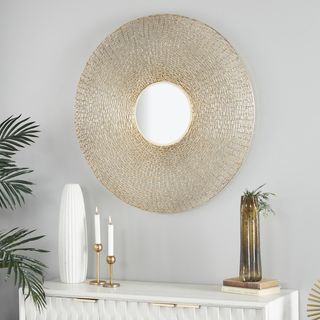 Golden Contemporary Round Wall Mirror