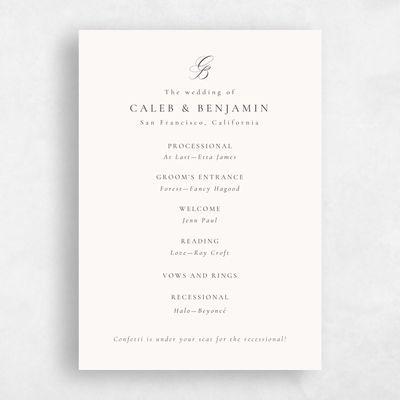 Beige Simple Wedding Program - Twila