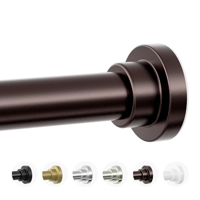 Mcrbeay Shower Curtain Rod, 1" Diameter Heavy Duty Tension Shower Rod, Non Slip Adjustable 28-74 inch No Drill Shower Curtain Rods Spring Tension For Bathroom, Shower Stall, No Rust, Bronze