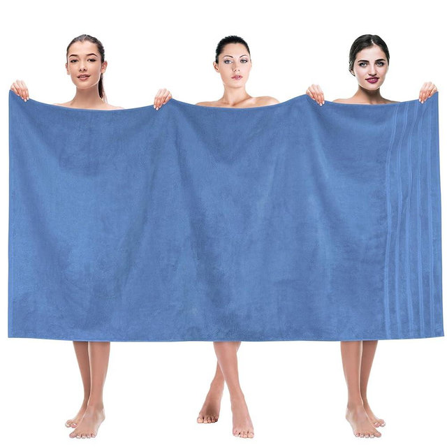 American Soft Linen 35x70 Jumbo Large Bath Towels, 100% Cotton Turkish Bath Sheet, Oversized Luxury Bath Towel Sheets for Bathroom Beach and Pool, Electric Blue