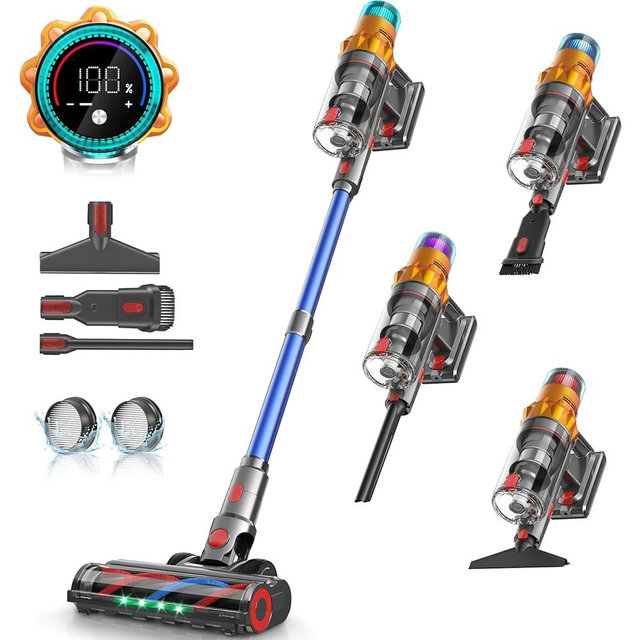 Belife S8 Cordless Vacuum Cleaner, 600W 48Kpa Stick Vacuum with 65Mins Runtime, Self-Standing, 1.6L Large Dust Cup, Anti-Tangle Smart Wireless Handheld Vacuums for Carpet, Hardwood Floor & Pet Hair