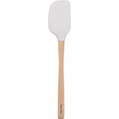 Tovolo 81-15999C Flex-Core Wood Handled Silicone Spatula, Non-Stick Heat-Resistant, BPA-Free, Dishwasher-Safe With Removable Angled Head, White