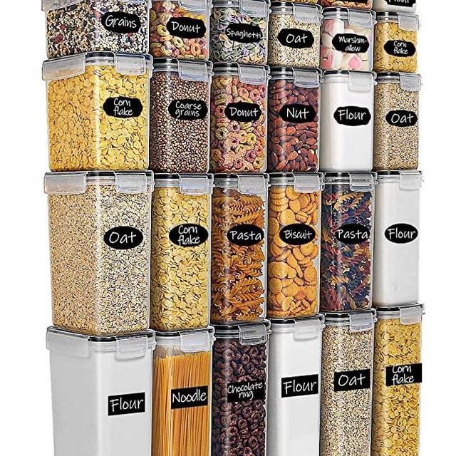 Airtight Food Storage Containers Set, RAZCC 32 PACK Cereal Storage Containers for Kitchen and Pantry Organization BPA Free Kitchen Canisters for Cereal, Rice, Flour & Oats, Free Marker and Labels