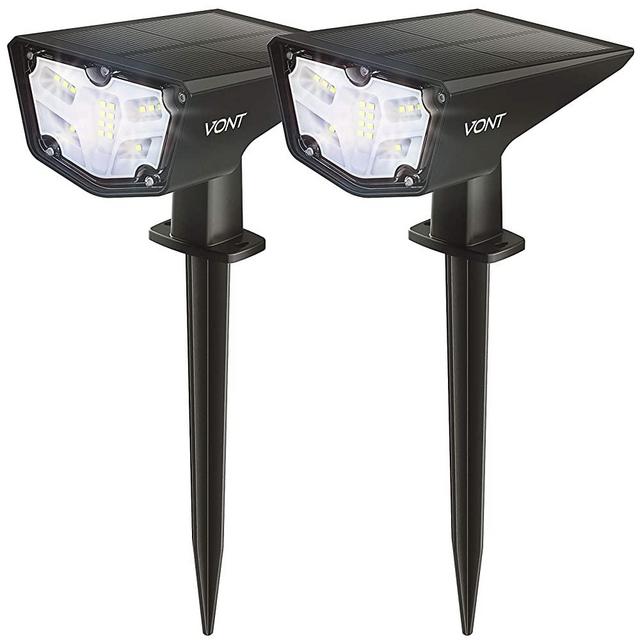 Vont LED Outdoor Solar Light [2 Pack] IPX7 Waterproof Landscape Spotlights, Garden Lights, Wireless Solar Powered Outdoor Lights/Lighting for Yard, Walkway, Driveway, Porch, Patio (Cool White)