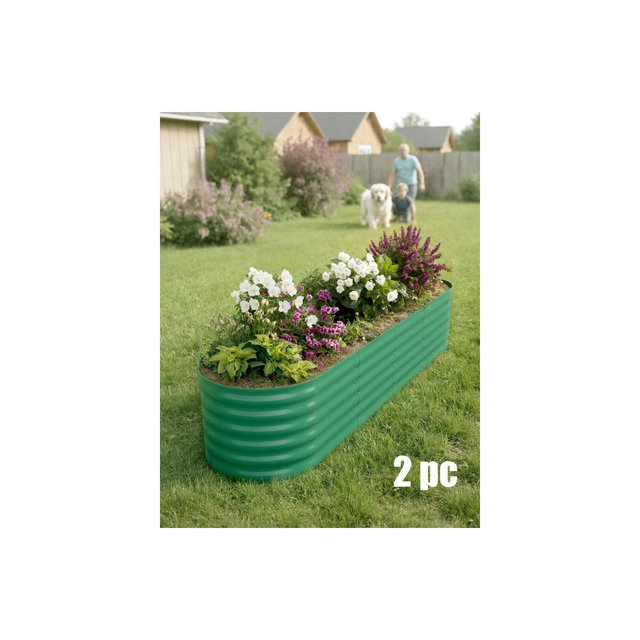 2 Pack Steel Raised Garden Bed 8x2x1.5ft,Metal Deep Root Planter Box for Vegetables Flowers Herbs,Large Oven Garden Planting Bed,Easy Assembly