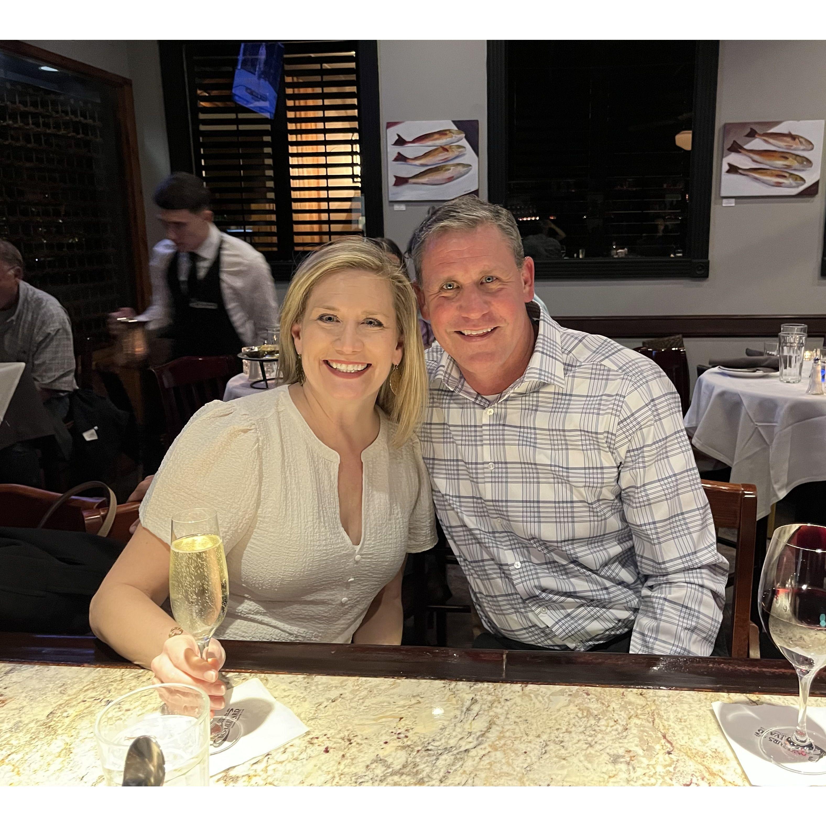 Our first Valentine's Day at Mansurs in Baton Rouge.