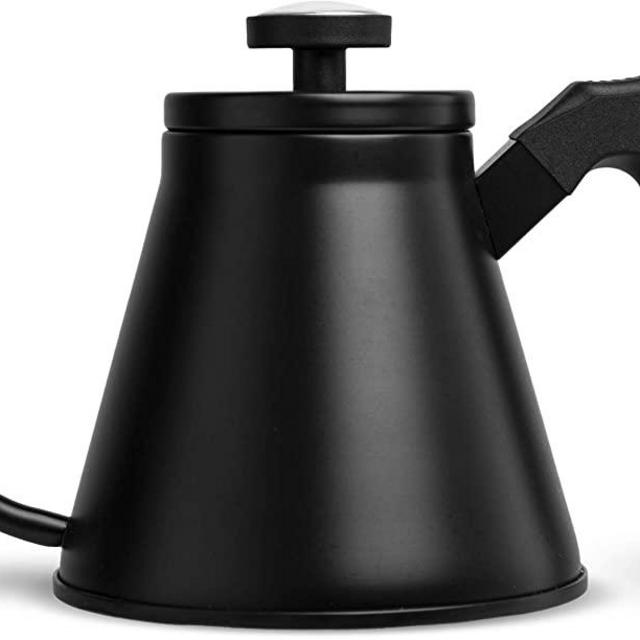 Gooseneck Stovetop Kettle, by Kook, with Thermometer, Pour Over, Triple Layered Base, Black, 27oz