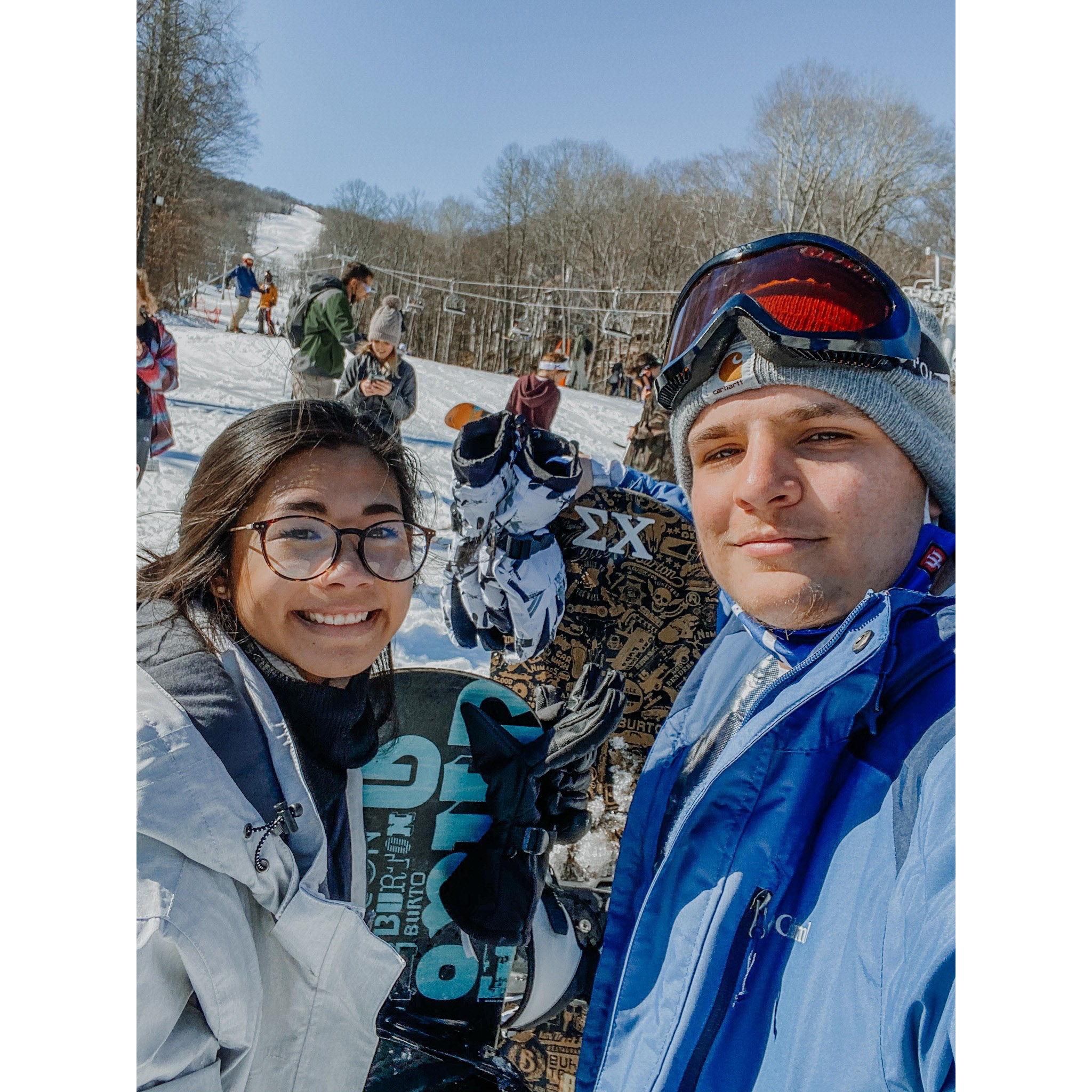 Many trips, but a memorable one is me attempting to try something that he loves, and miserably falling down.