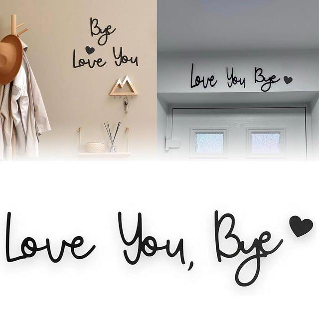 Love You Bye Wood Sign- Wall Decor Boho Wall Art for Living Room, Hallway, or Entryway | Rustic Wooden Script Sign for Home, Express Love & Warmth to Family & Lovers | Perfect Valentine’s Day Gift, Above Door Topper Decoration