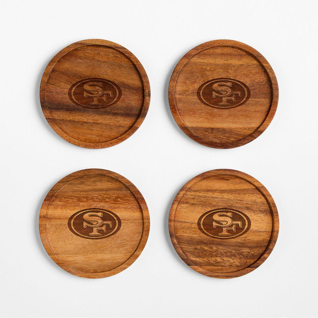 NFL San Francisco 49ers Tondo Acacia Wood Coasters, Set of 4