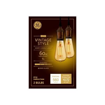 60w Vintage Aline ST19 Filament Amber LED Light Bulb White - General Electric