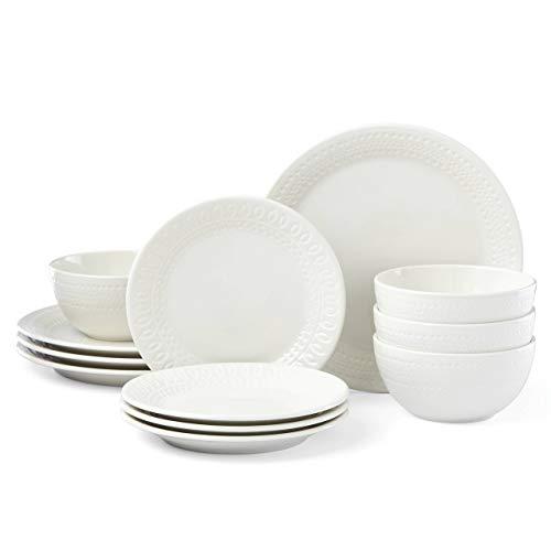 Kate Spade New York 889115 Willow Drive Cream 12 Piece Dinnerware Set