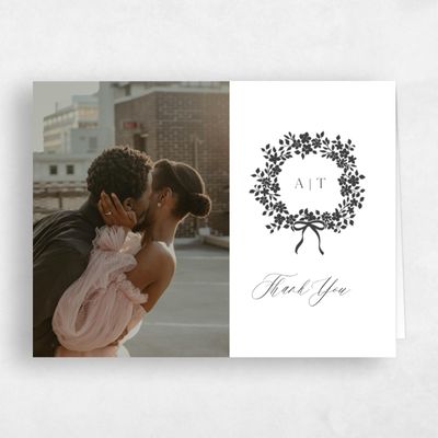 Dark Charcoal, White Wedding Thank You - Tiglio Photo