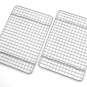 Checkered Chef Cooling Racks For Baking - Quarter Size - Stainless Steel Cooling Rack/Baking Rack Set of 2 - Oven Safe Wire Racks Fit Quarter Sheet Pan - Small Grid Perfect To Cool and Bake