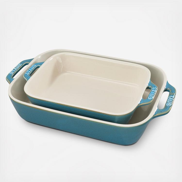 Staub, Rustic 2-Piece Rectangular Baking Dish Set Zola