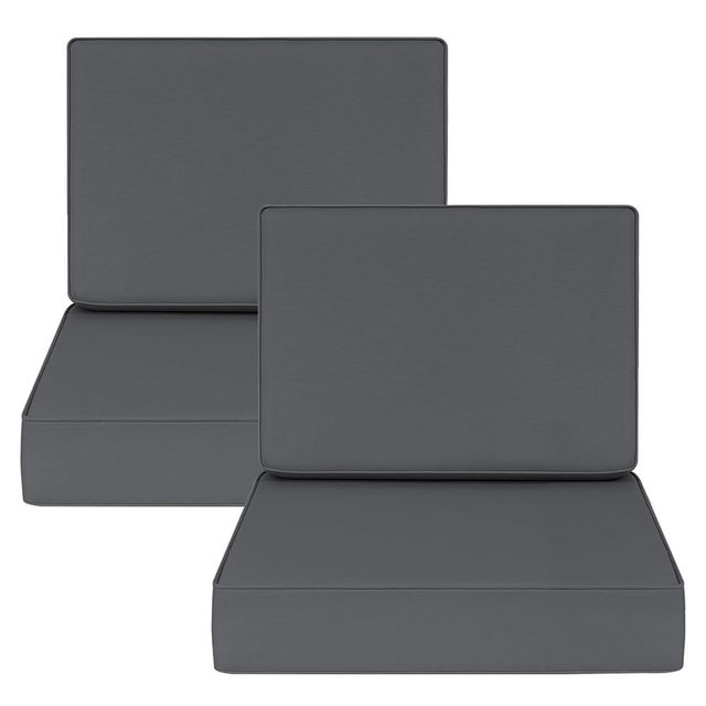 AAAAAcessories Outdoor Deep Seat Cushions, Foam Pillow, Waterproof, Fade-Resistant Patio Furniture Replacement Cushions, 24" x 24" x 5", Set of 2, Dark Gray
