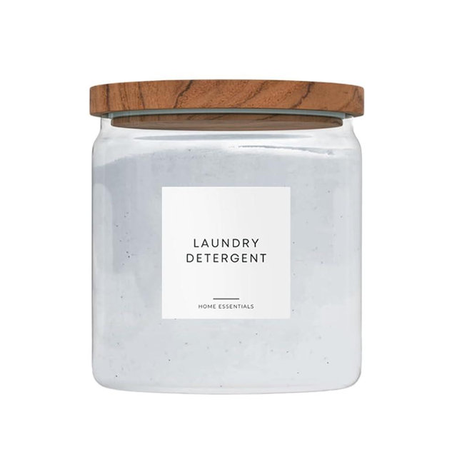 Laundry Pods Container Laundry Jars - Half Gallon Laundry Detergent Holder, Laundry Pod Holder & More for Laundry Organization and Storage with Labels, Non Slip Base & Wood Lid for Laundry Room
