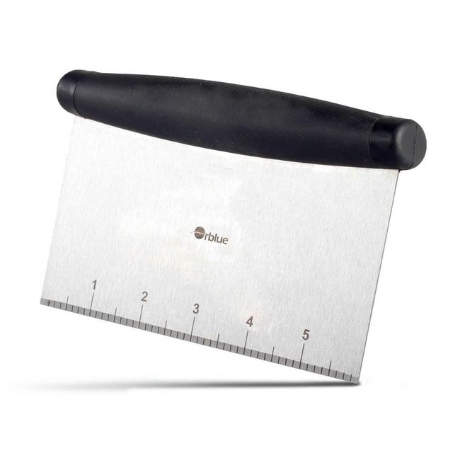 Orblue Pastry Scraper and Cutter Stainless Steel - Pizza Dough Cutter and Chopper - Multipurpose Bench Scraper (1-Pack)