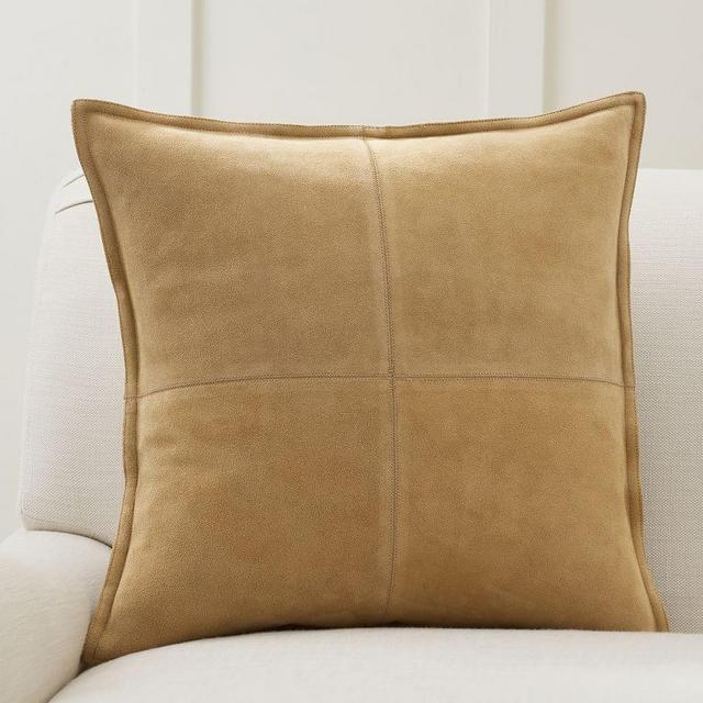 Pieced Suede Pillow Cover, 20 x 20", Camel