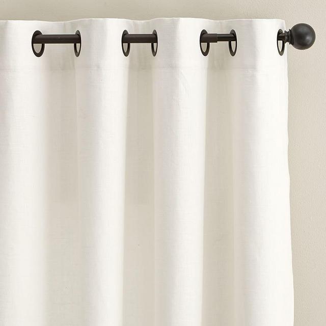 Emery Linen Antique Bronze Grommet Blackout Curtain, 50 x 84", Ivory