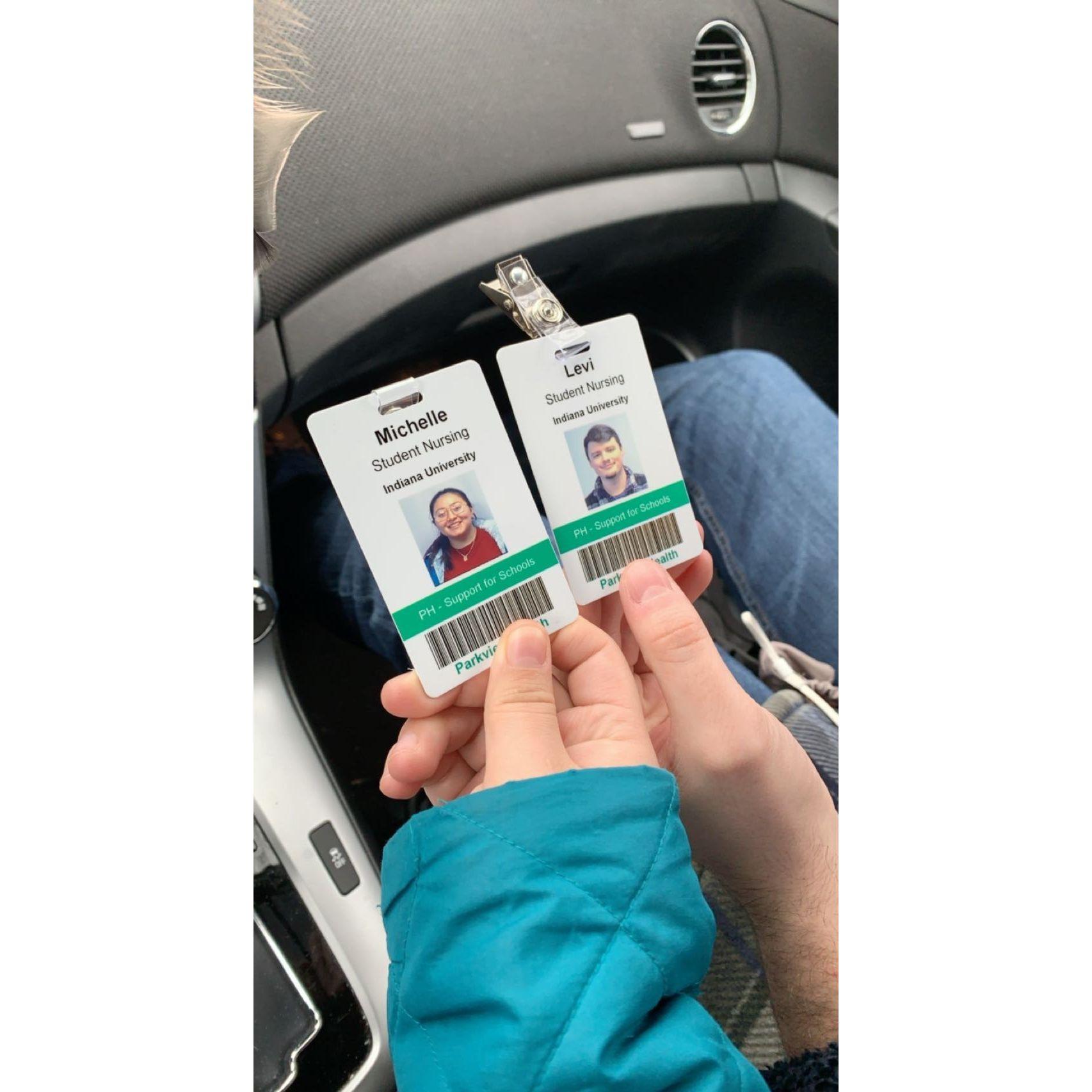 We met in nursing school, so we always went to get our badges together.