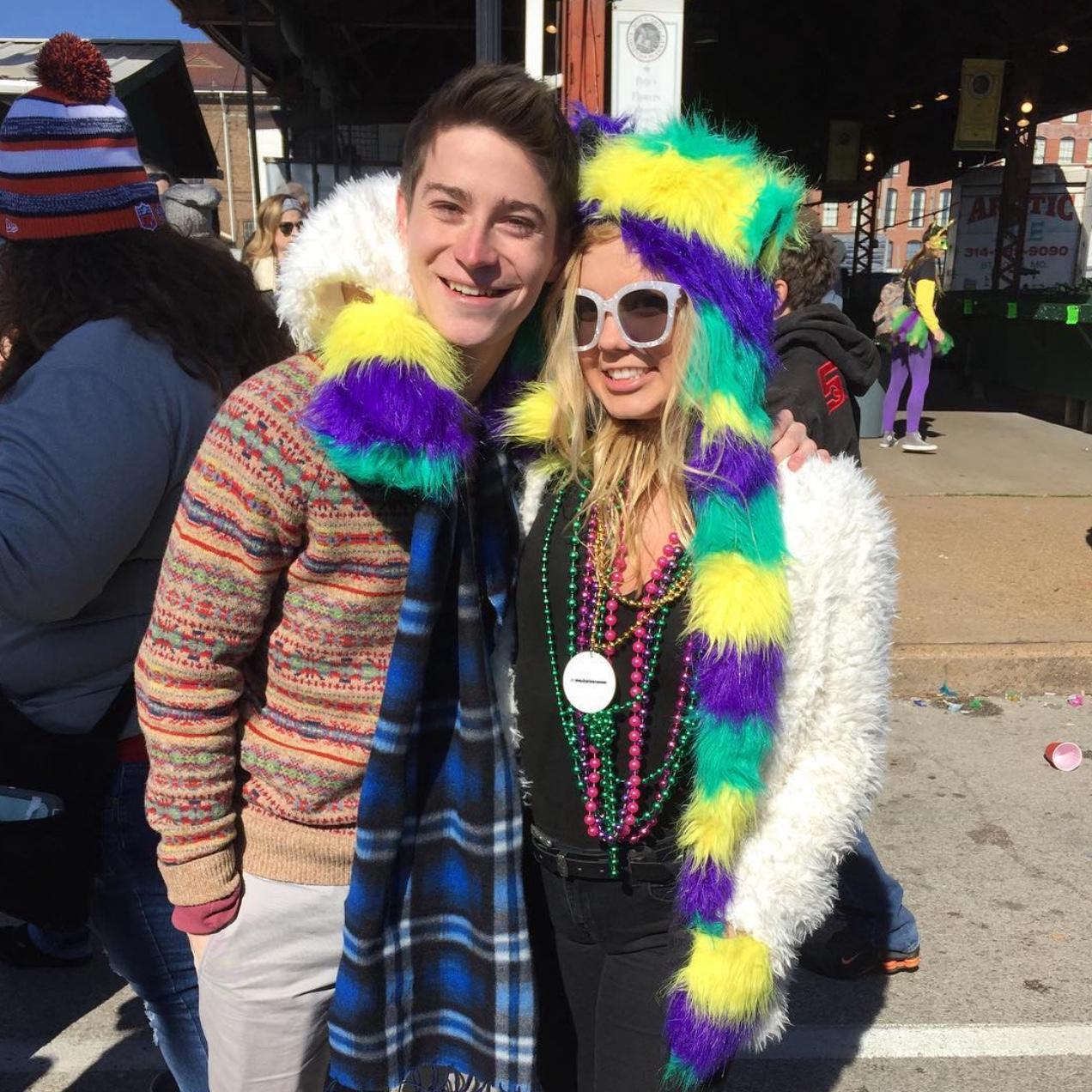 2017 Mardi Gras in St. Louis, the first day we officially met! Although Kaylee already had a huge crush on Ben ever since she first saw him when Gphi & Farmhouse were paired together for Homecoming 2016!