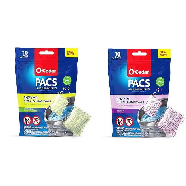 O-Cedar Hard Floor Cleaner PACS Crisp Citrus Scent 10 Count (1-Pack) & Lavender Scent 10 Count (1-Pack) Bundle