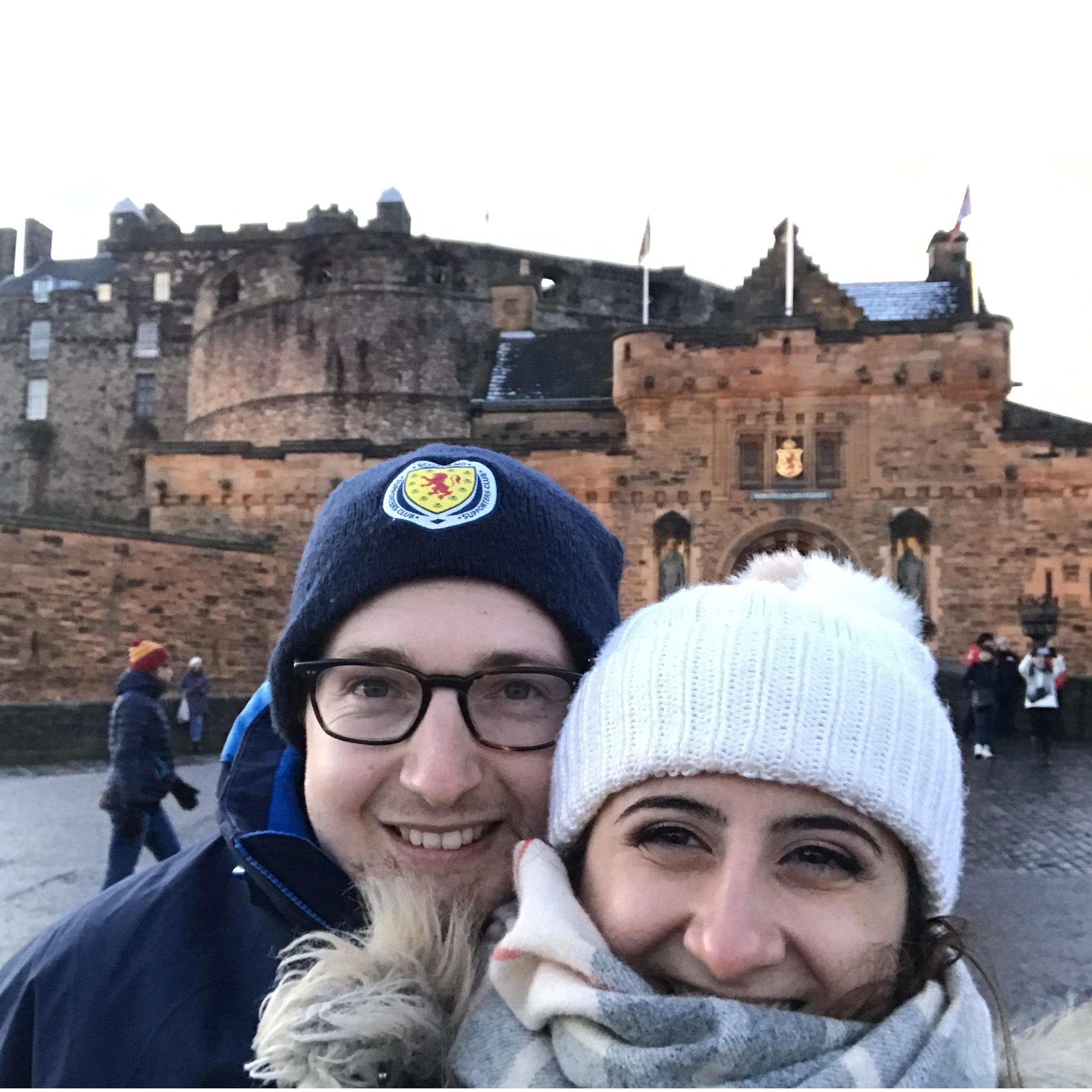 The first time Lauren came to Edinburgh - in front of Edinburgh castle!