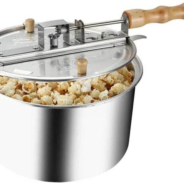 Cook N Home 6 qt. Silver Stainless Steel Popcorn Popper 02627
